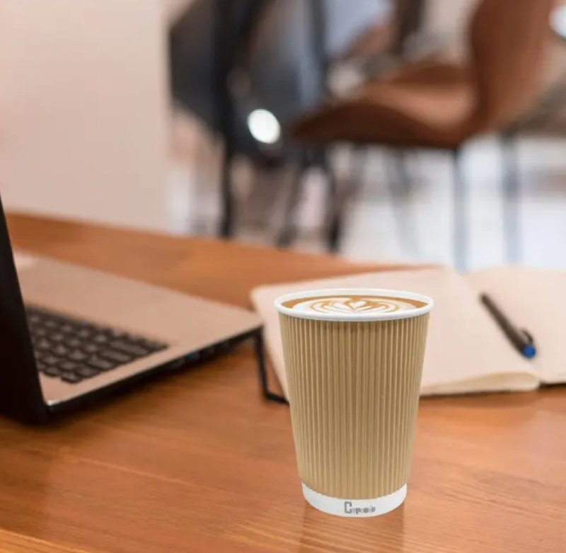 Cupsado - 50 x 8oz Cups + Lids - Ripple Wall Disposable Coffee Cups Sale price - Image 2